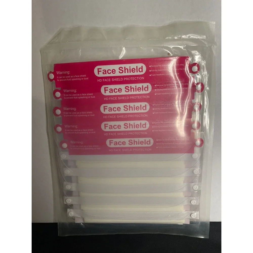 10 Pack HD Face Shield Protection Anti-Fog Clear Safety Mask Foam Headband